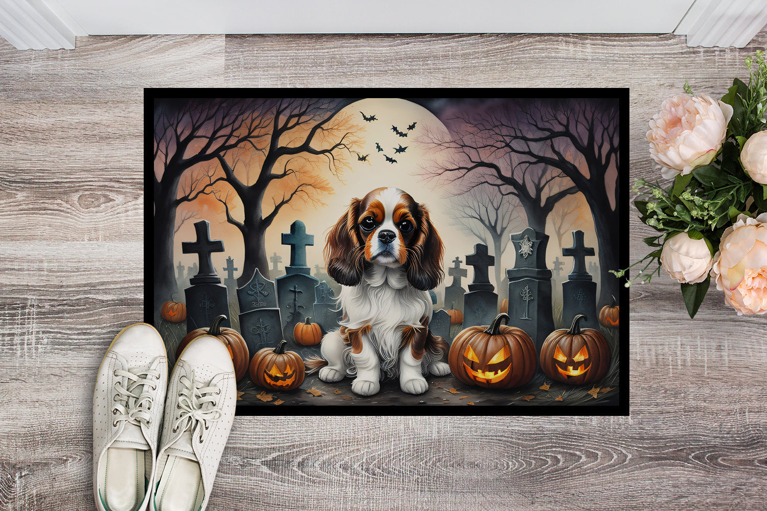 Cavalier Spaniel Spooky Halloween Doormat - One Color / One Size - Home & Garden - Home Textile - Carpets & Rugs