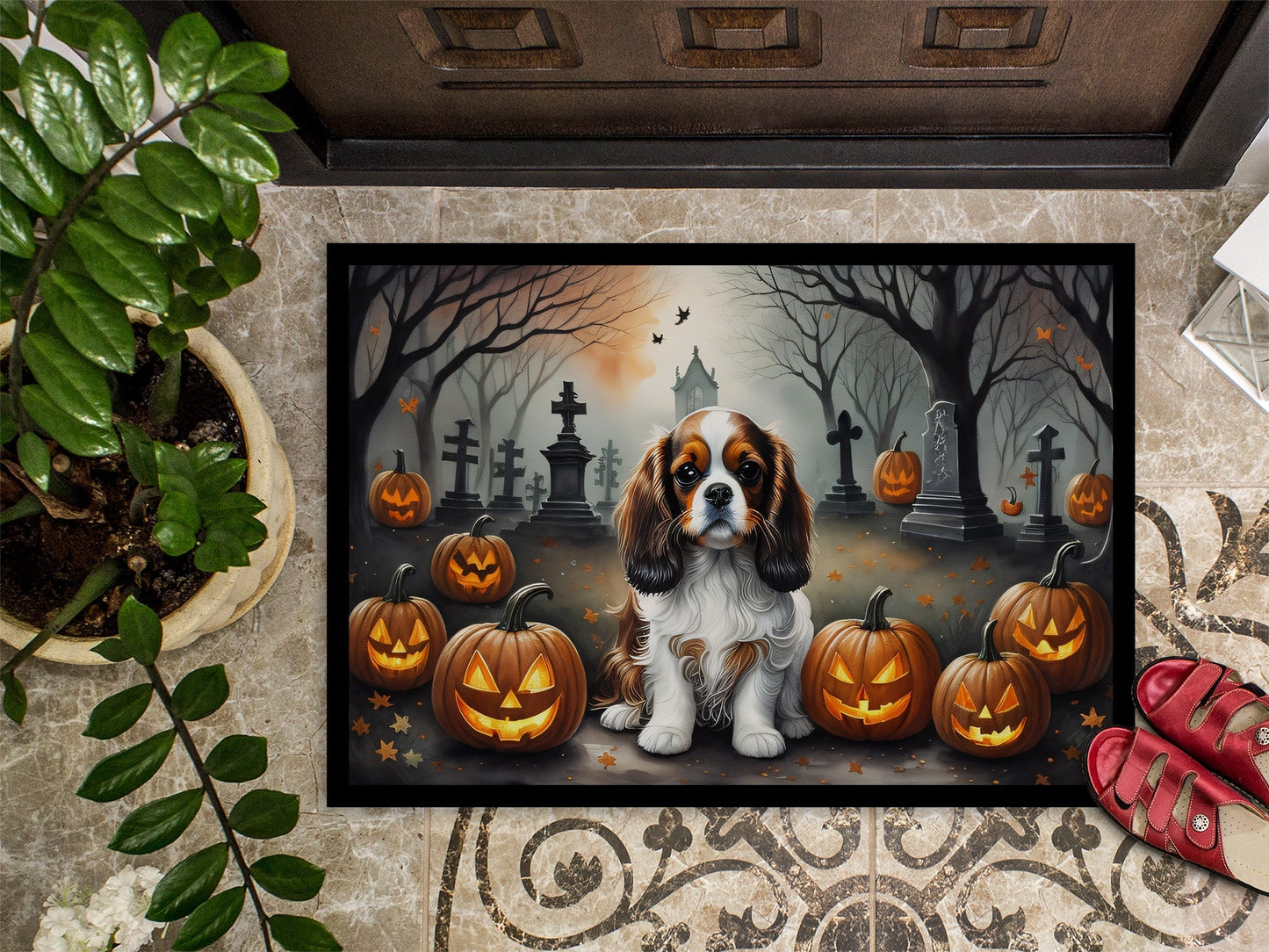 Cavalier Spaniel Spooky Halloween Doormat - One Color / One Size - Home & Garden - Home Textile - Carpets & Rugs