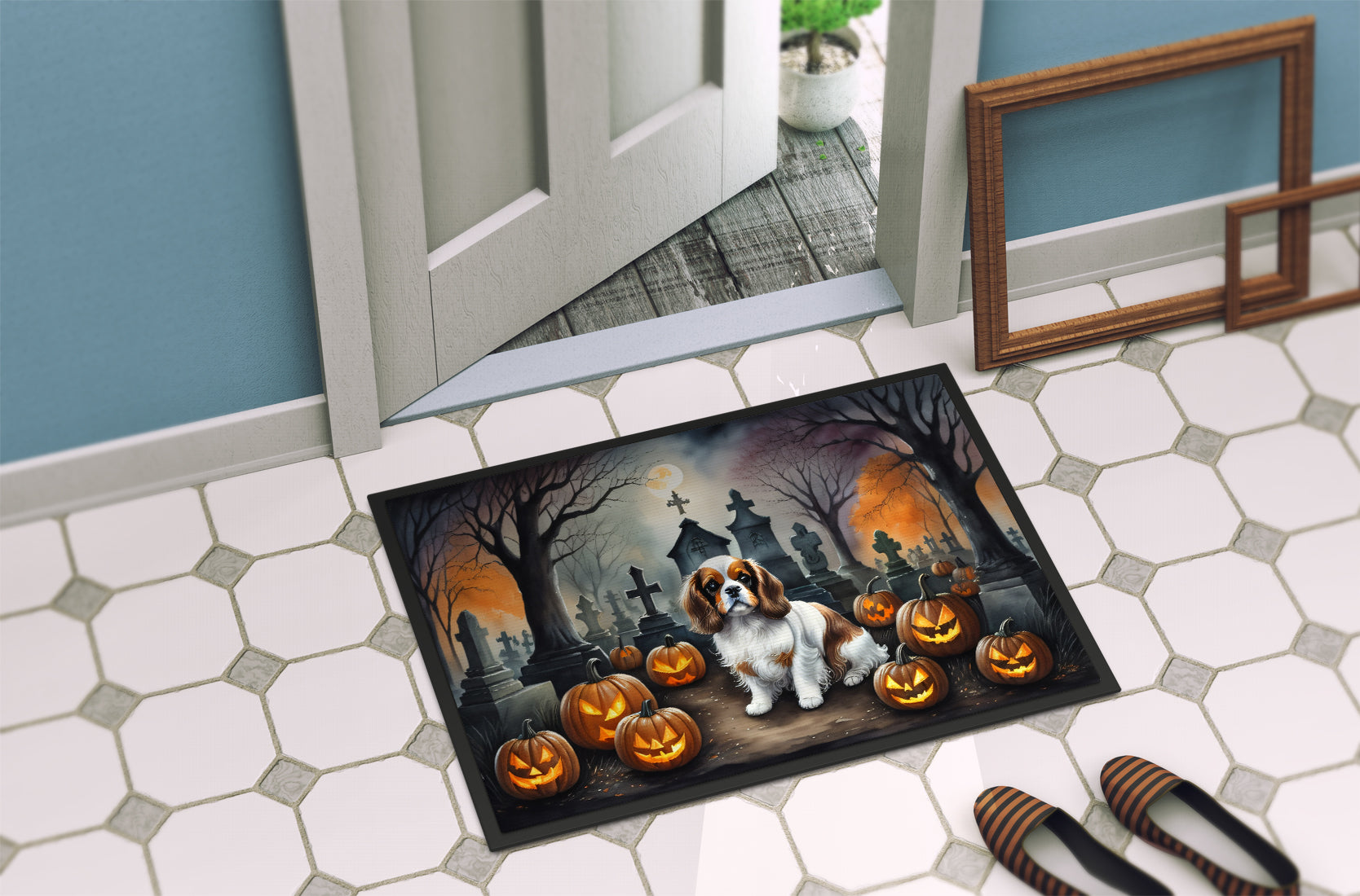 Cavalier Spaniel Spooky Halloween Doormat - One Color / One Size - Home & Garden - Home Textile - Carpets & Rugs