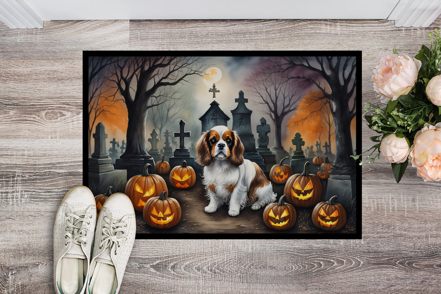 Cavalier Spaniel Spooky Halloween Doormat - One Color / One Size - Home & Garden - Home Textile - Carpets & Rugs