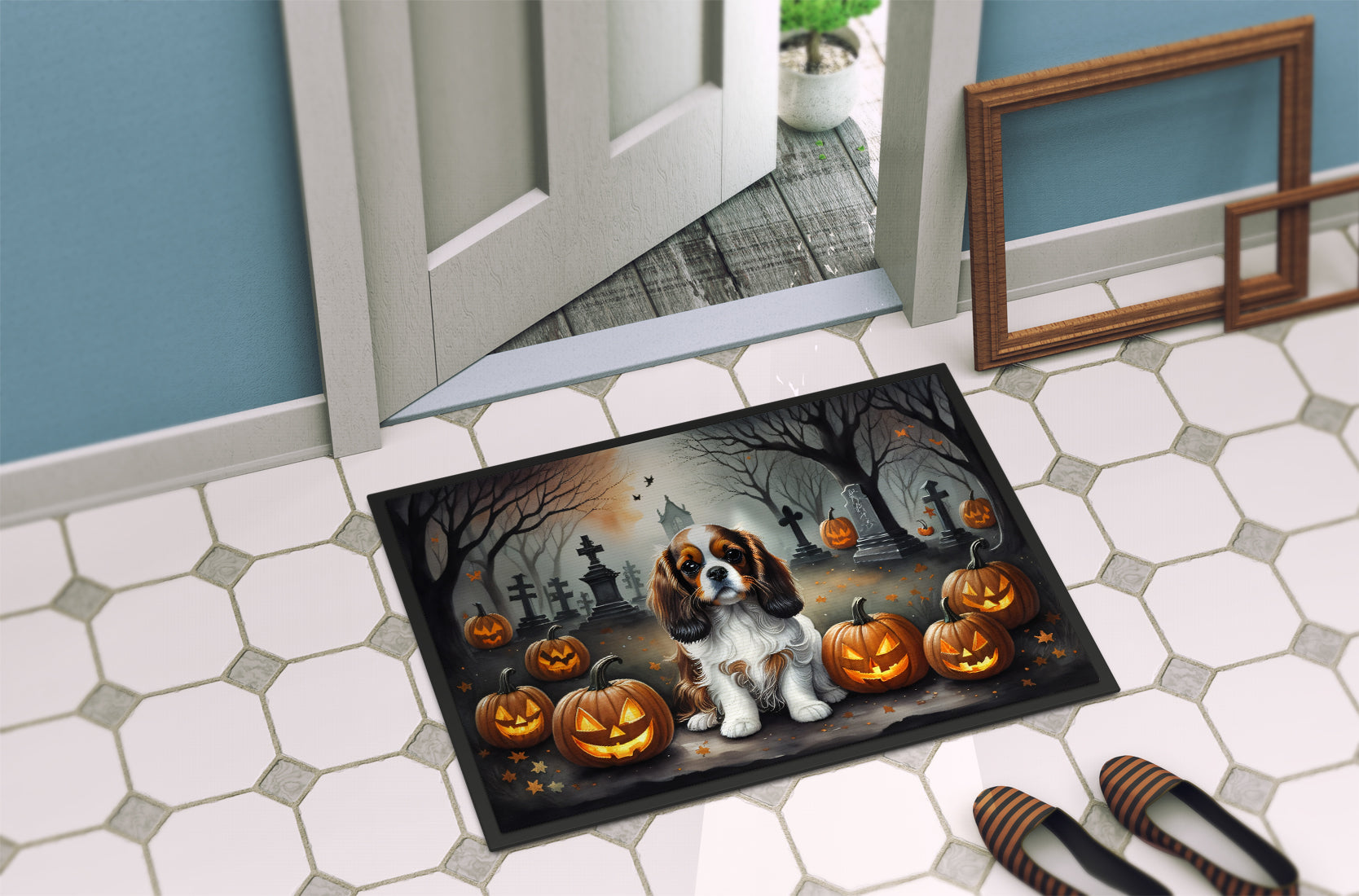Cavalier Spaniel Spooky Halloween Doormat - One Color / One Size - Home & Garden - Home Textile - Carpets & Rugs