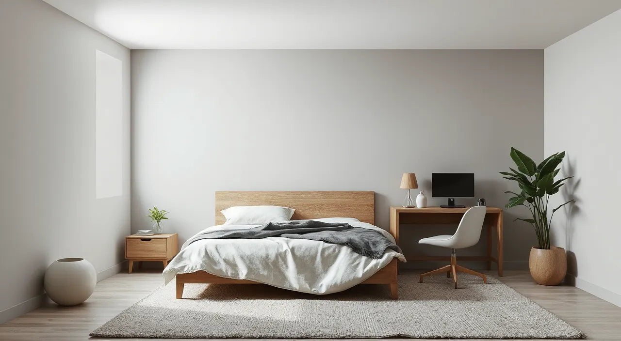 Room layout icons for bed access and desk clearance