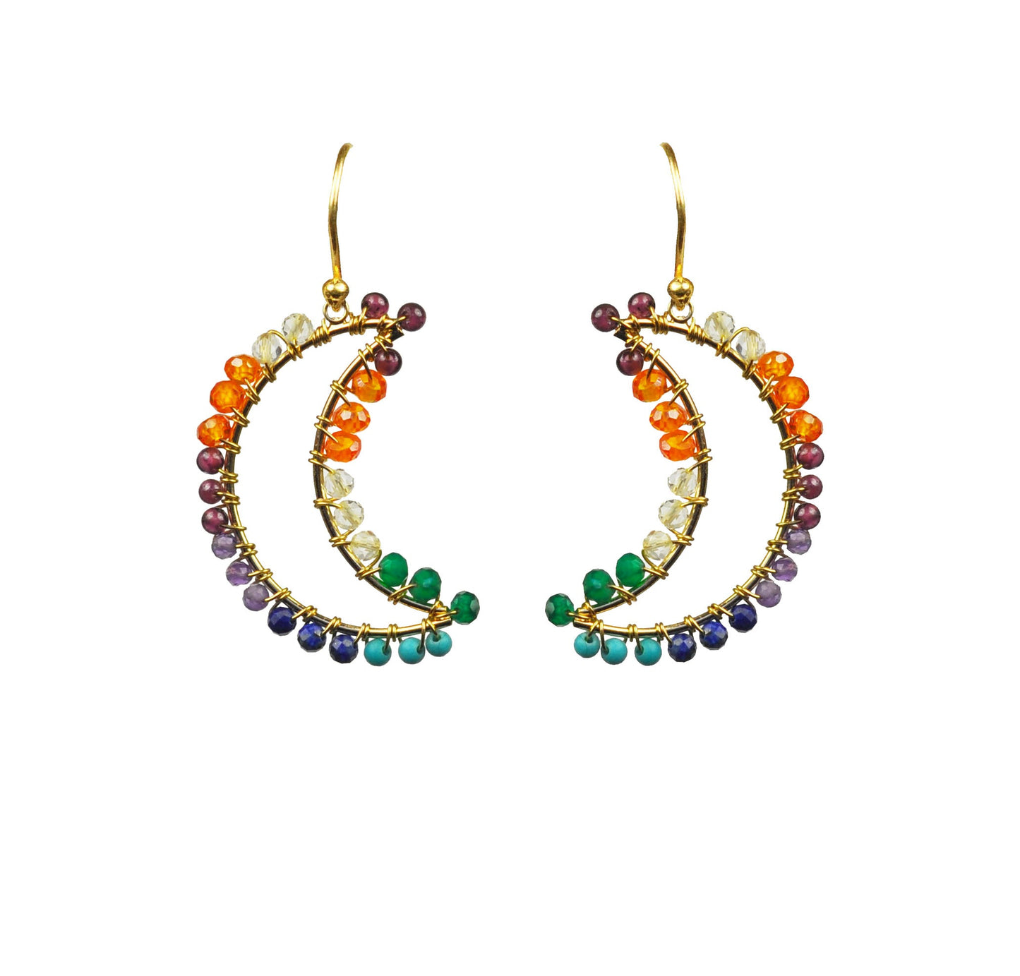 Chakra Crecent Moon Earrings - One Color / One Size - Jewelry & Accessories - Earrings