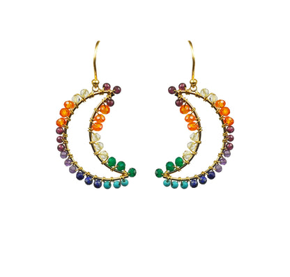 Chakra Crecent Moon Earrings - One Color / One Size - Jewelry & Accessories - Earrings