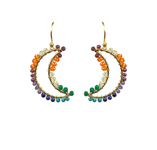 Chakra Crecent Moon Earrings - One Color / One Size - Jewelry & Accessories - Earrings