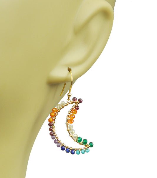 Chakra Crecent Moon Earrings - One Color / One Size - Jewelry & Accessories - Earrings