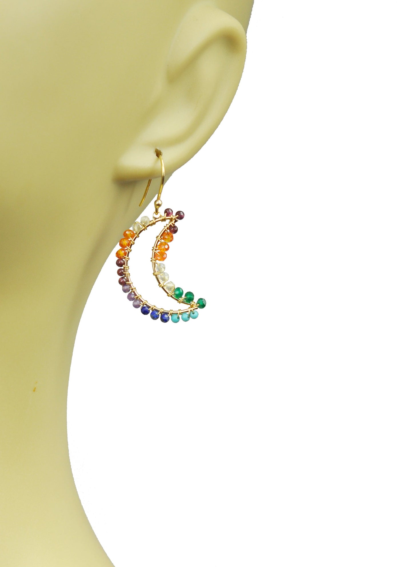 Chakra Crecent Moon Earrings - One Color / One Size - Jewelry & Accessories - Earrings
