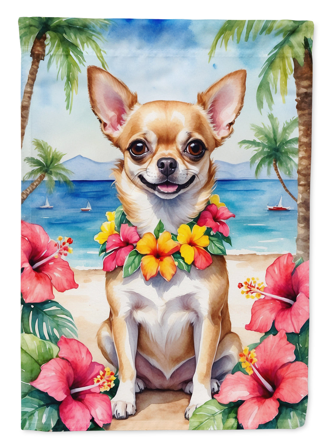 Chihuahua Luau Garden Flag - One Color / One Size - Home & Garden - Home Decor - Flags Banners & Accessories