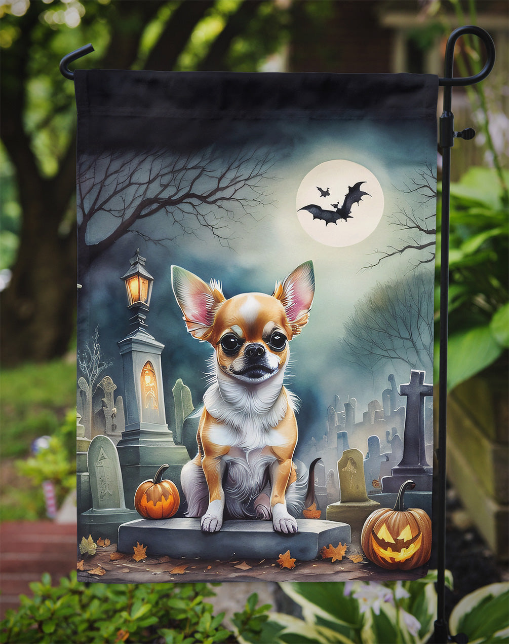 Chihuahua Spooky Halloween Garden Flag - One Color / One Size - Home & Garden - Home Decor - Flags Banners & Accessories