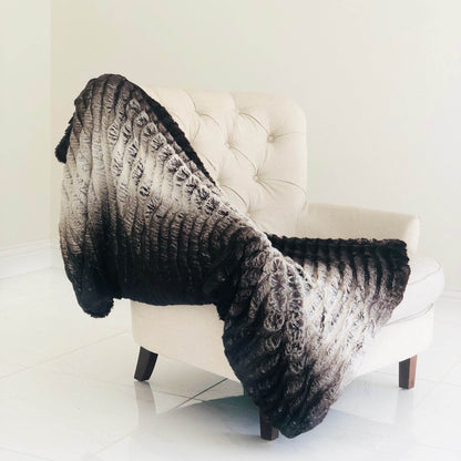 Chocolate Brown Ivory Faux Fur Luxury Throw Blanket - Home & Garden - Home Textile - Bedding