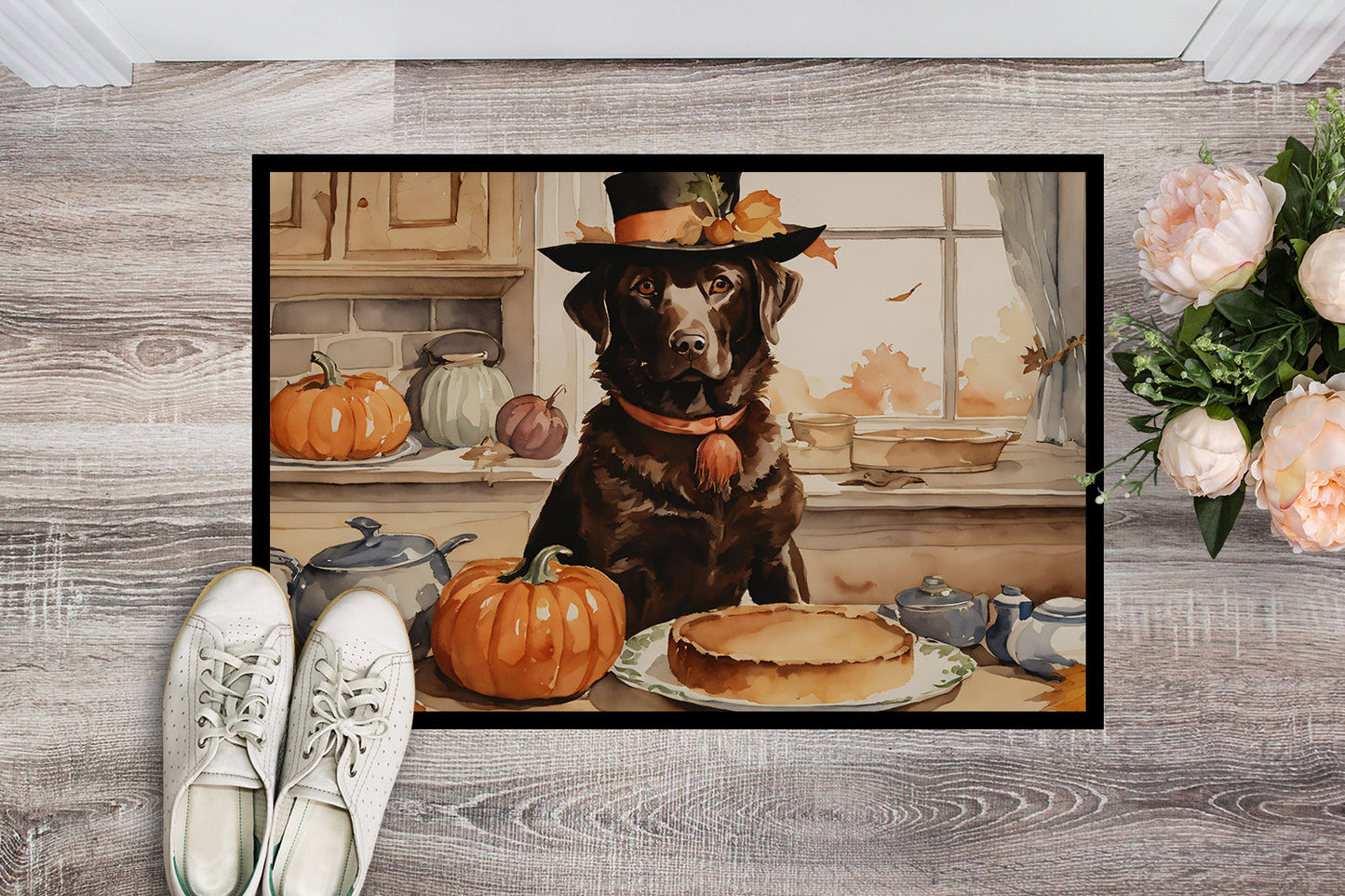 Chocolate Lab Fall Kitchen Pumpkins Doormat - One Color / One Size - Home & Garden - Home Textile - Carpets & Rugs