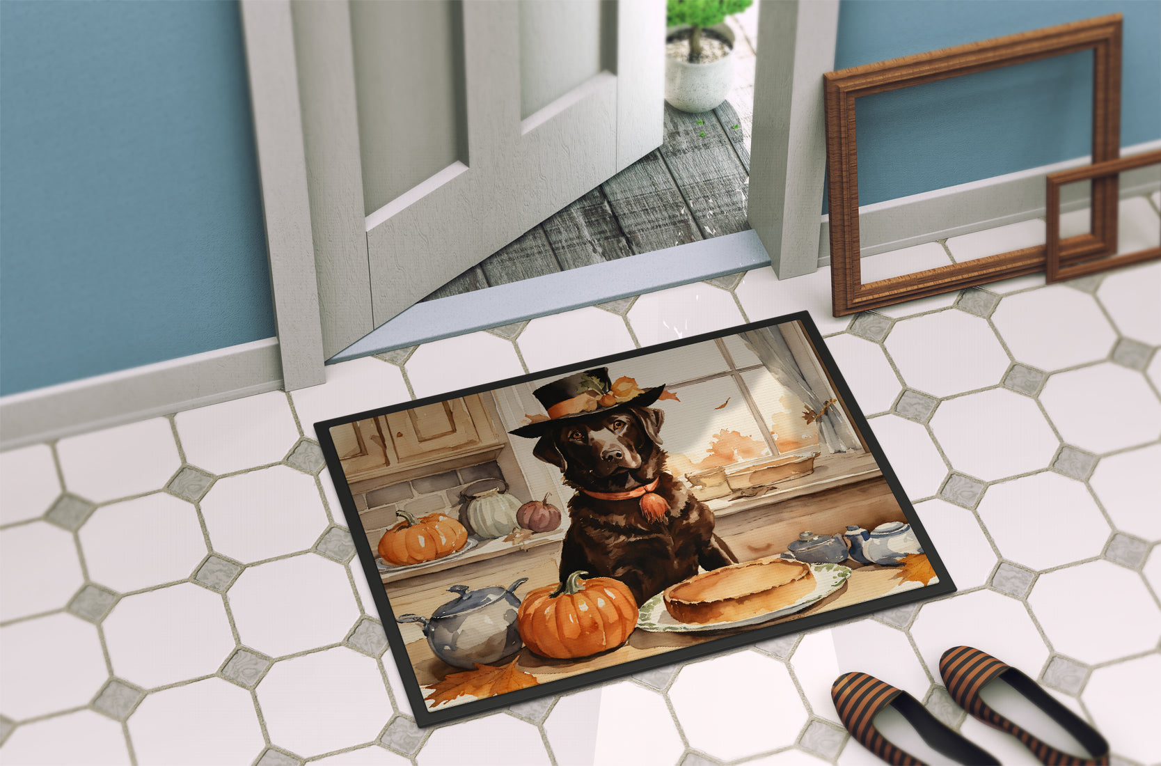 Chocolate Lab Fall Kitchen Pumpkins Doormat - One Color / One Size - Home & Garden - Home Textile - Carpets & Rugs