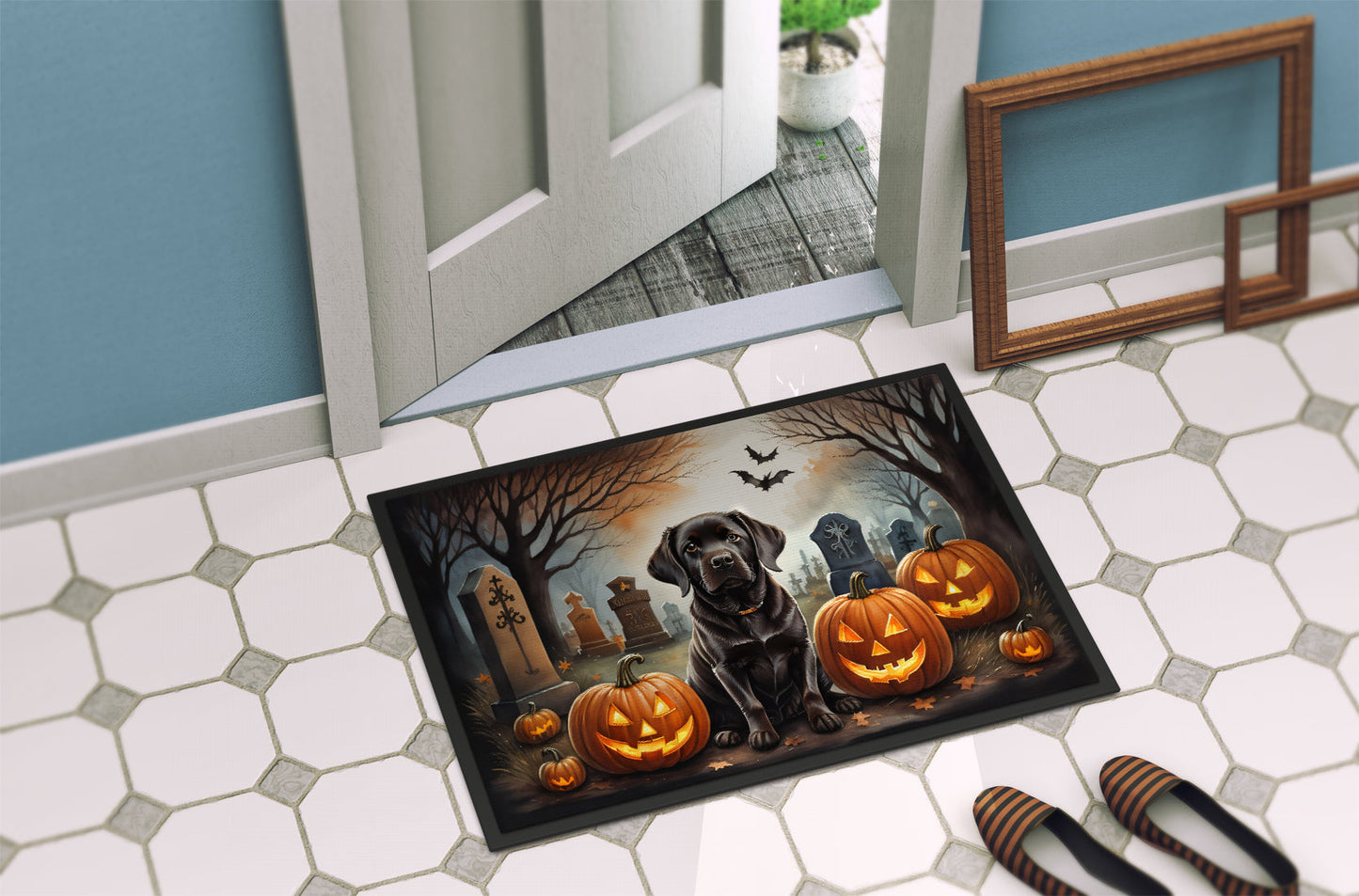 Chocolate Labrador Retriever Spooky Halloween Doormat - One Color / One Size - Home & Garden - Home Textile - Carpets &