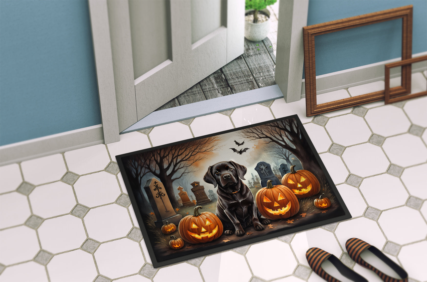 Chocolate Labrador Retriever Spooky Halloween Doormat - One Color / One Size - Home & Garden - Home Textile - Carpets &
