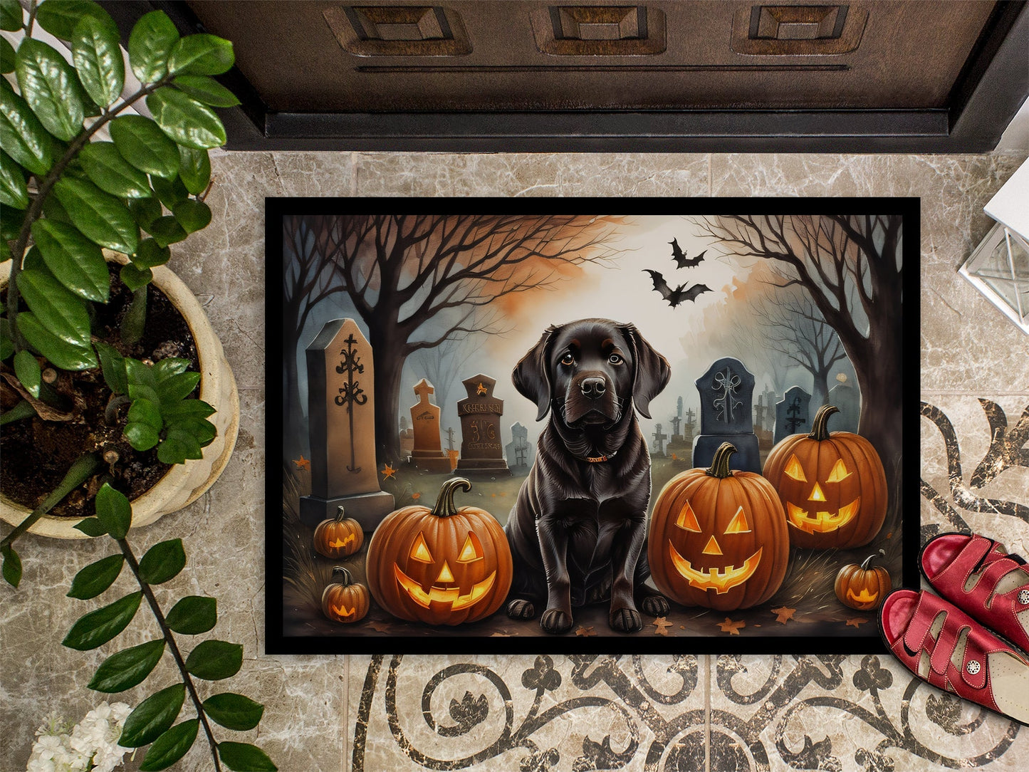 Chocolate Labrador Retriever Spooky Halloween Doormat - One Color / One Size - Home & Garden - Home Textile - Carpets &