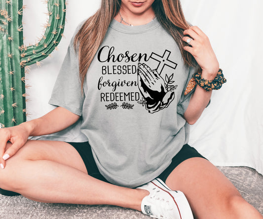 Chosen Blessed Forgiven Redeemed T-Shirt - Women’s Fashion - Women’s Clothing - Tops & Tees - T-Shirts