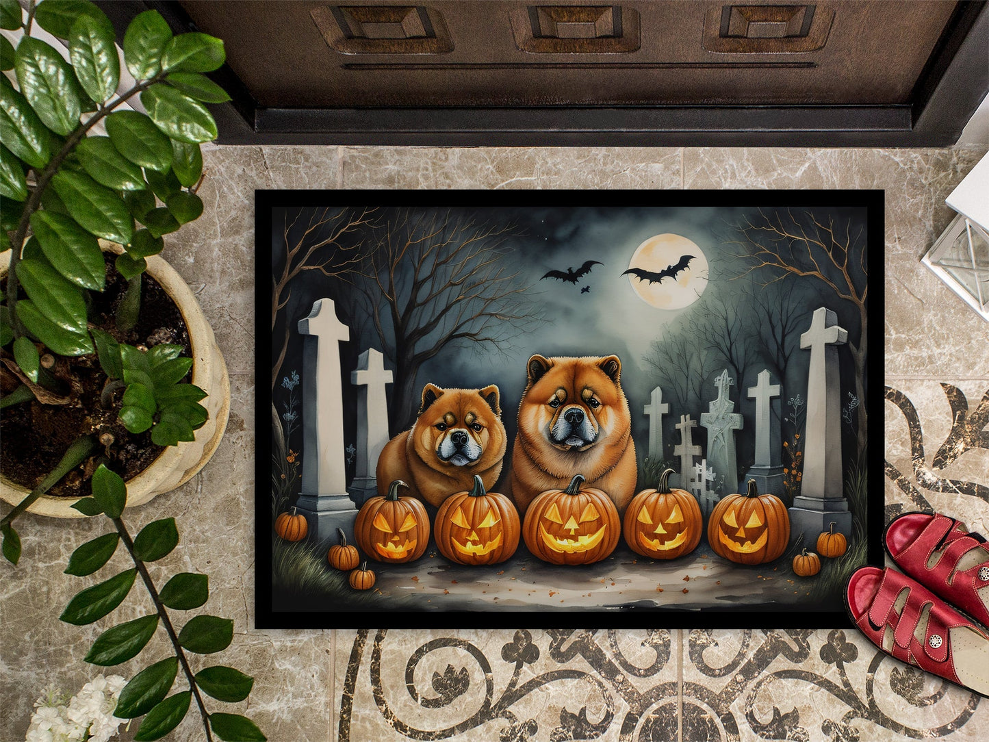 Chow Chow Spooky Halloween Doormat - One Color / One Size - Home & Garden - Home Textile - Carpets & Rugs