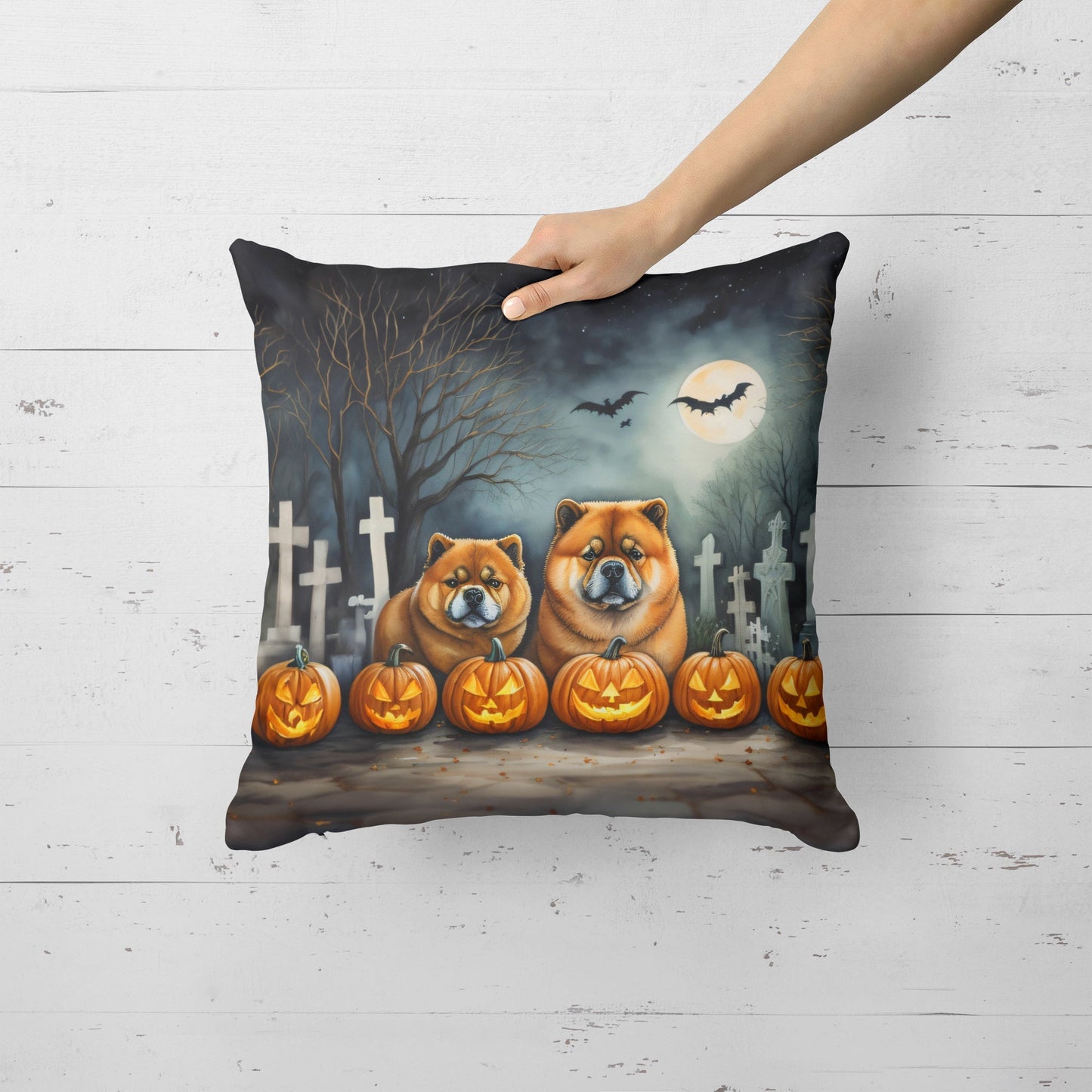 Chow Chow Spooky Halloween Throw Pillow - One Color / One Size - Home & Garden - Home Textile - Pillows