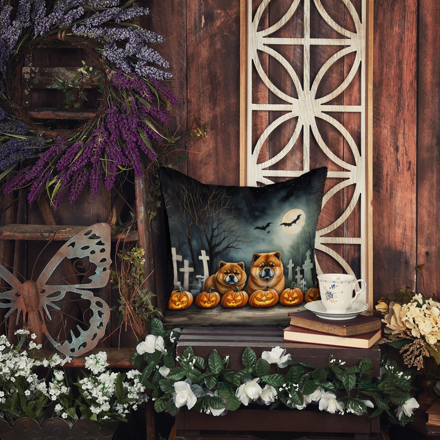 Chow Chow Spooky Halloween Throw Pillow - One Color / One Size - Home & Garden - Home Textile - Pillows