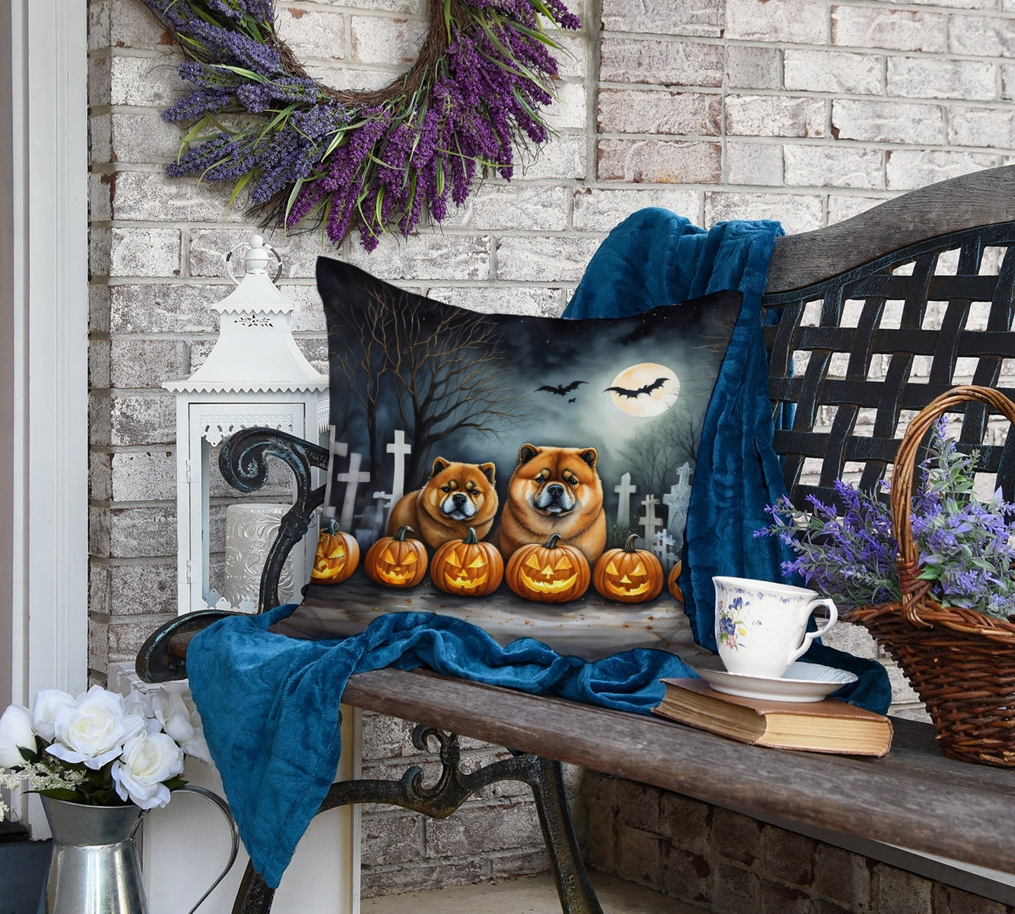 Chow Chow Spooky Halloween Throw Pillow - One Color / One Size - Home & Garden - Home Textile - Pillows
