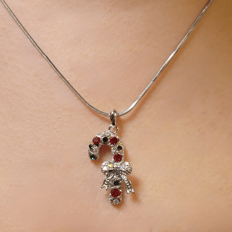 Christmas Candy Cane Necklace - One Color / One Size - Jewelry & Accessories - Necklaces & Pendants - Pendant Necklaces