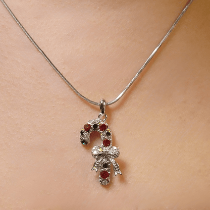 Christmas Candy Cane Necklace - One Color / One Size - Jewelry & Accessories - Necklaces & Pendants - Pendant Necklaces