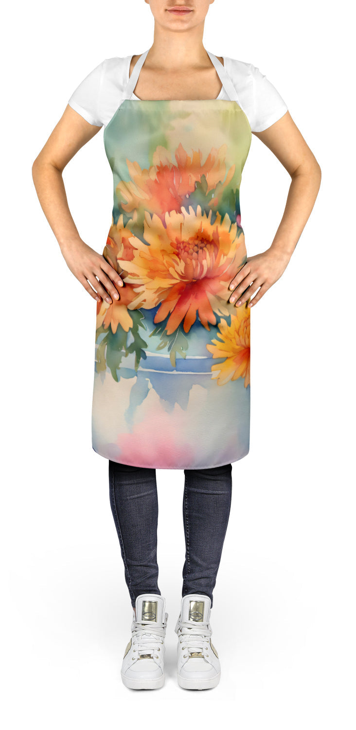 Chrysanthemums in Watercolor Apron - One Color / One Size - Home & Garden - Kitchen Dining & Bar - Table Decoration &