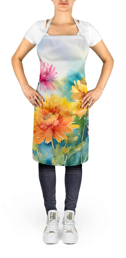 Chrysanthemums in Watercolor Apron - One Color / One Size - Home & Garden - Kitchen Dining & Bar - Table Decoration &