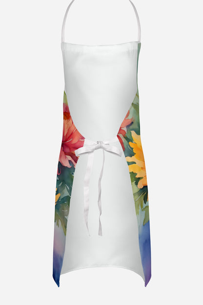 Chrysanthemums in Watercolor Apron - One Color / One Size - Home & Garden - Kitchen Dining & Bar - Table Decoration &