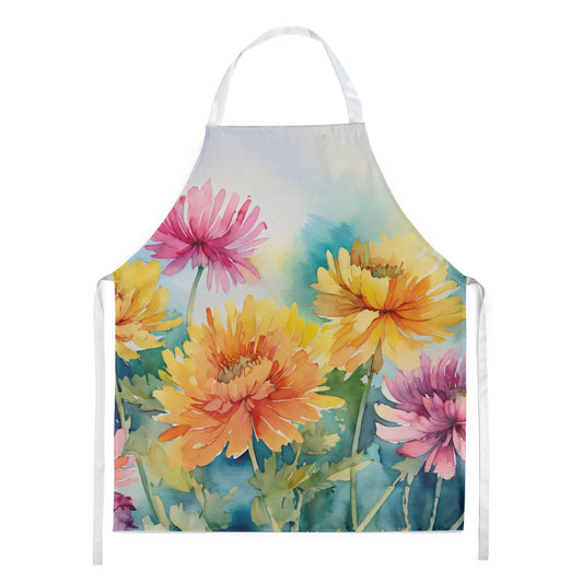 Chrysanthemums in Watercolor Apron - One Color / One Size - Home & Garden - Kitchen Dining & Bar - Table Decoration &