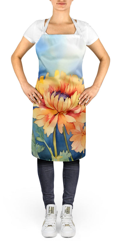Chrysanthemums in Watercolor Apron - One Color / One Size - Home & Garden - Kitchen Dining & Bar - Table Decoration &