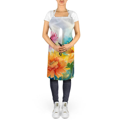 Chrysanthemums in Watercolor Apron - One Color / One Size - Home & Garden - Kitchen Dining & Bar - Table Decoration &