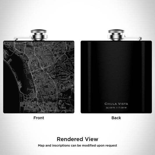 Chula Vista - California Map Hip Flask in Matte Black - Drinkware