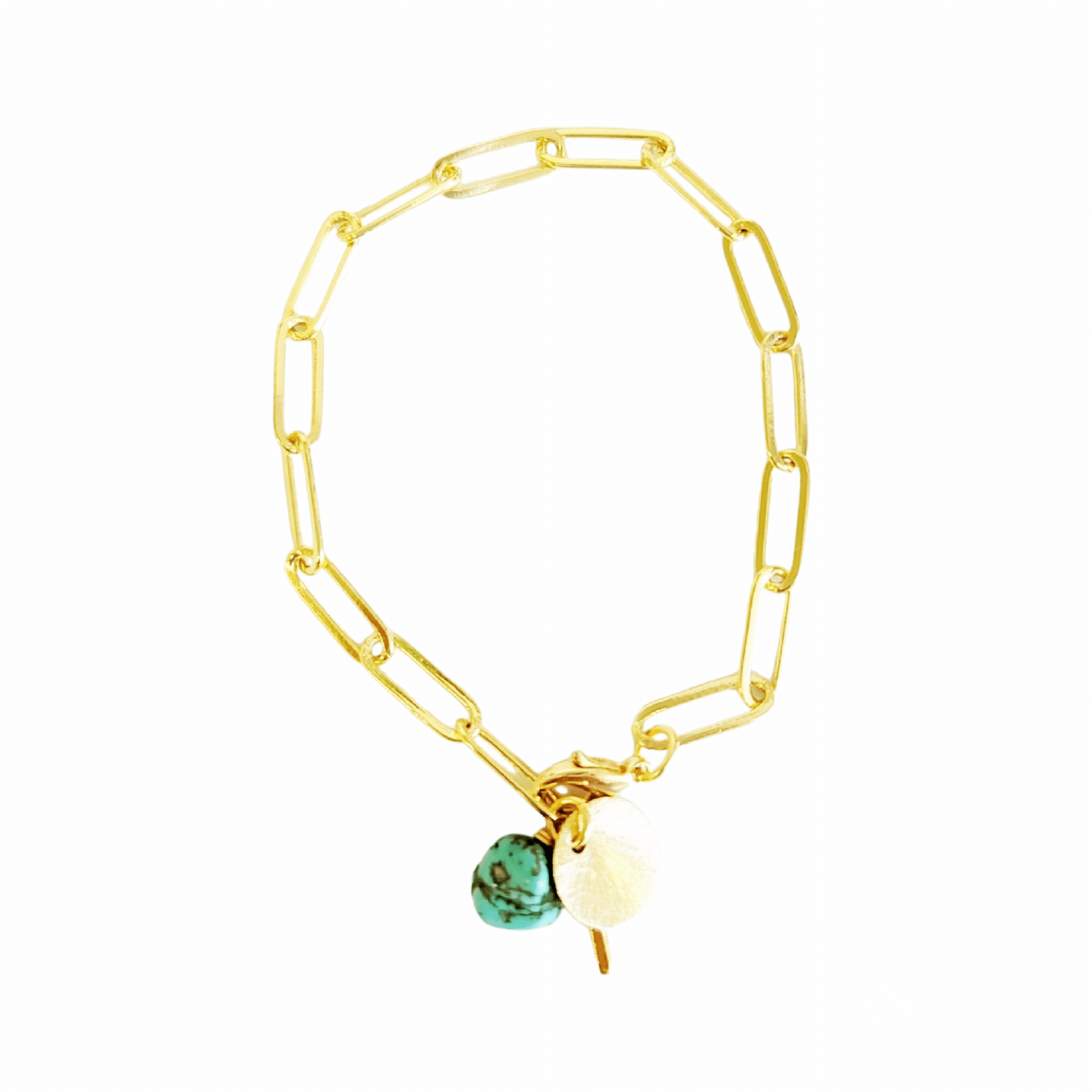 Clip Chain Bracelet - Turquoise & Charm - Jewelry & Accessories - Bracelets & Bangles - Chain & Link Bracelets