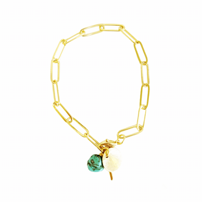 Clip Chain Bracelet - Turquoise & Charm - Jewelry & Accessories - Bracelets & Bangles - Chain & Link Bracelets