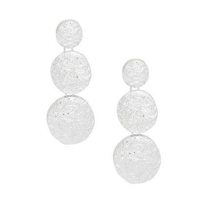 Clip On Heavy Duty Silver Metal Round Earrings
