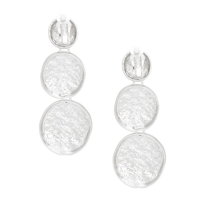 Clip On Heavy Duty Silver Metal Round Earrings