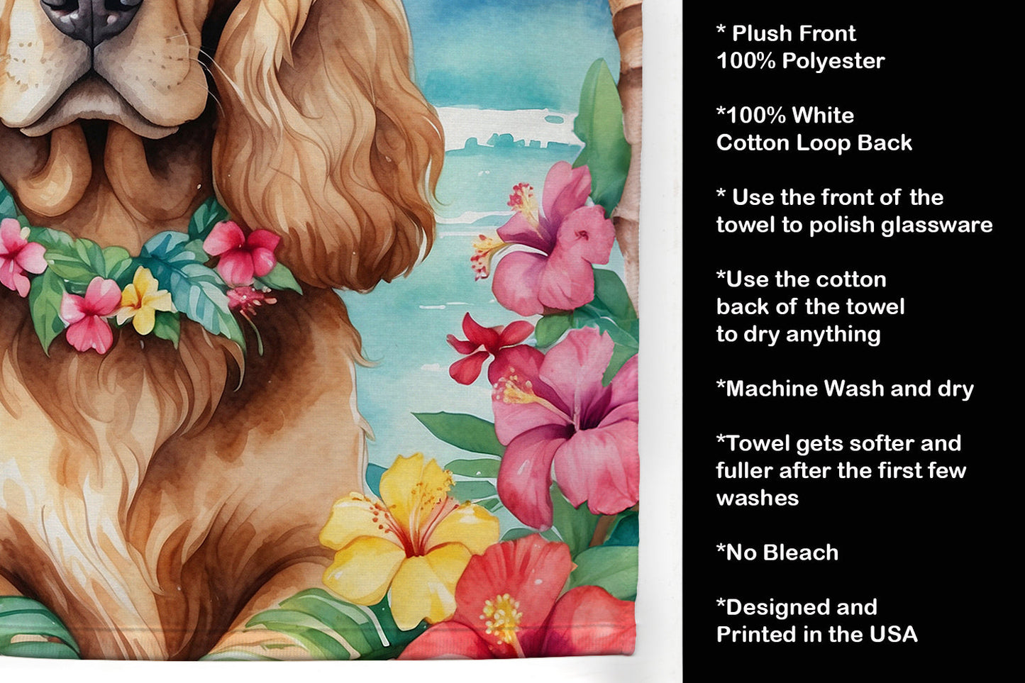 Cocker Spaniel Luau Kitchen Towel - One Color / One Size - Home & Garden - Home Textile - Towels