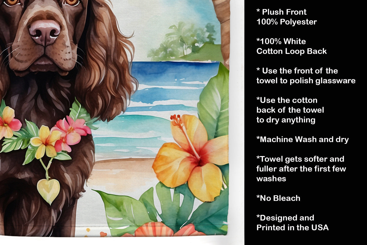 Cocker Spaniel Luau Kitchen Towel - One Color / One Size - Home & Garden - Home Textile - Towels