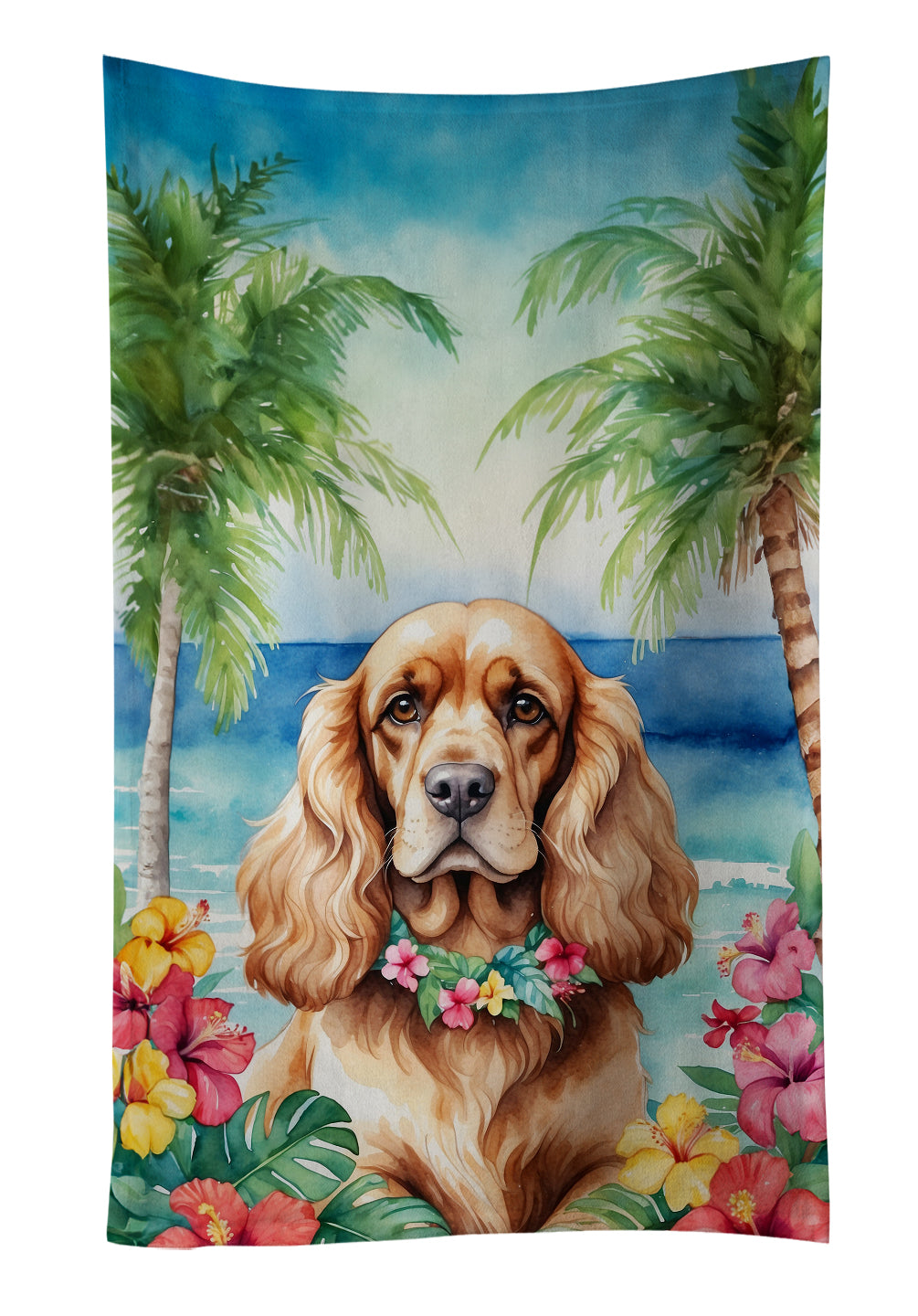 Cocker Spaniel Luau Kitchen Towel - One Color / One Size - Home & Garden - Home Textile - Towels