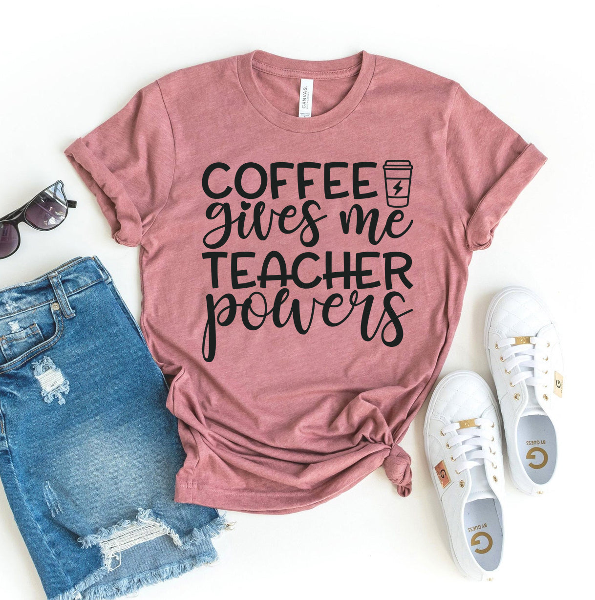 Coffee Gives Me Teacher Powers T-Shirt - Women’s Fashion - Women’s Clothing - Tops & Tees - T-Shirts