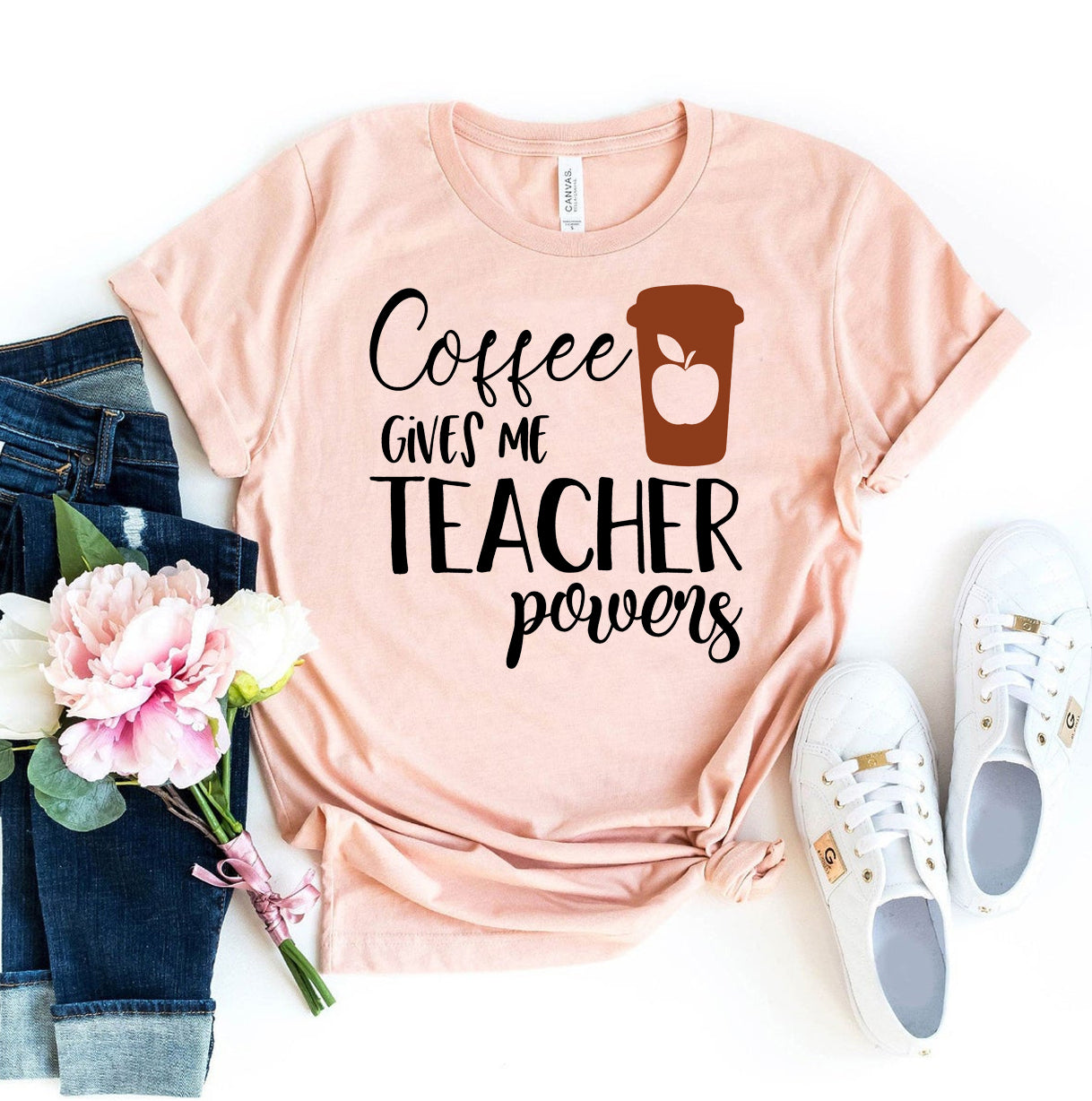 Coffee Gives Me Teacher Powers T-Shirt - Women’s Fashion - Women’s Clothing - Tops & Tees - T-Shirts