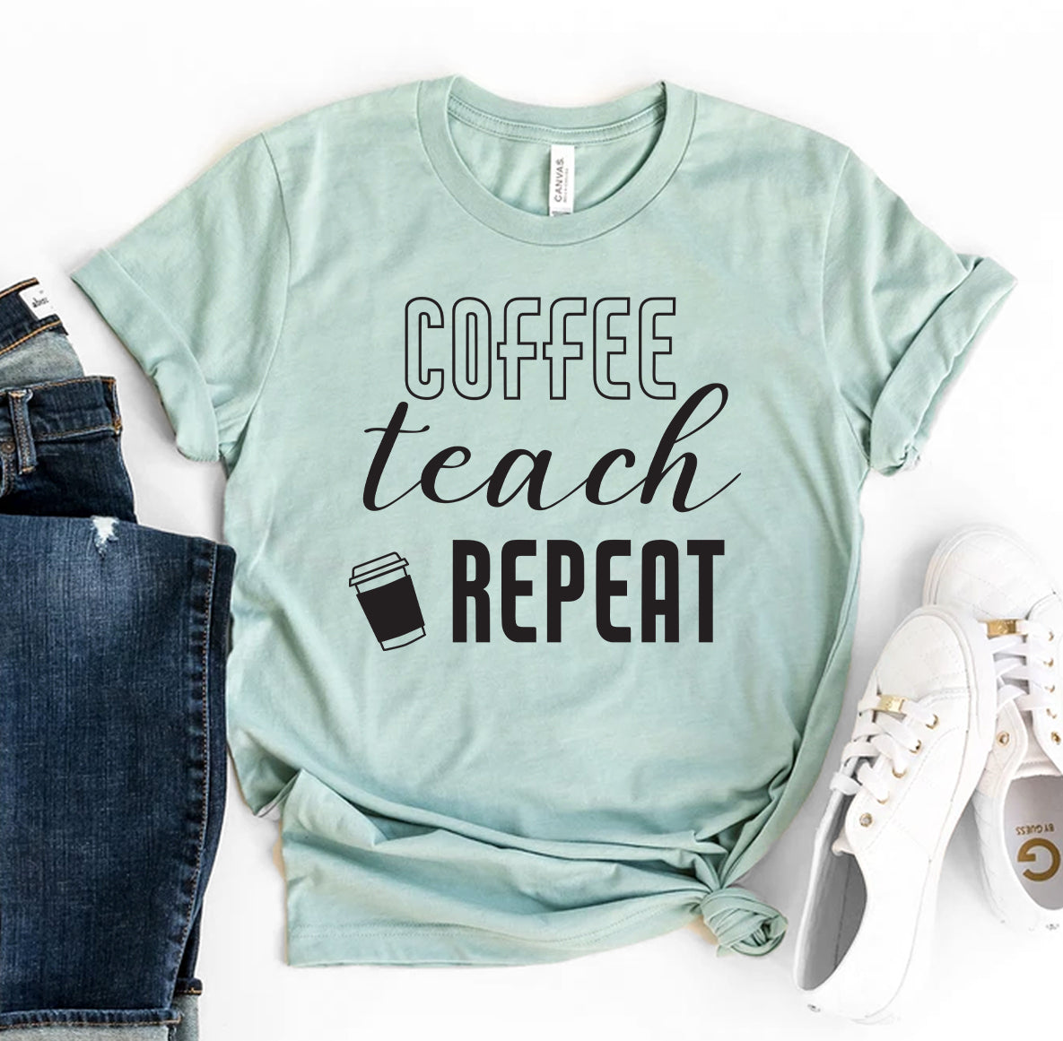 Coffee Teach Repeat T-Shirt - Women’s Fashion - Women’s Clothing - Tops & Tees - T-Shirts