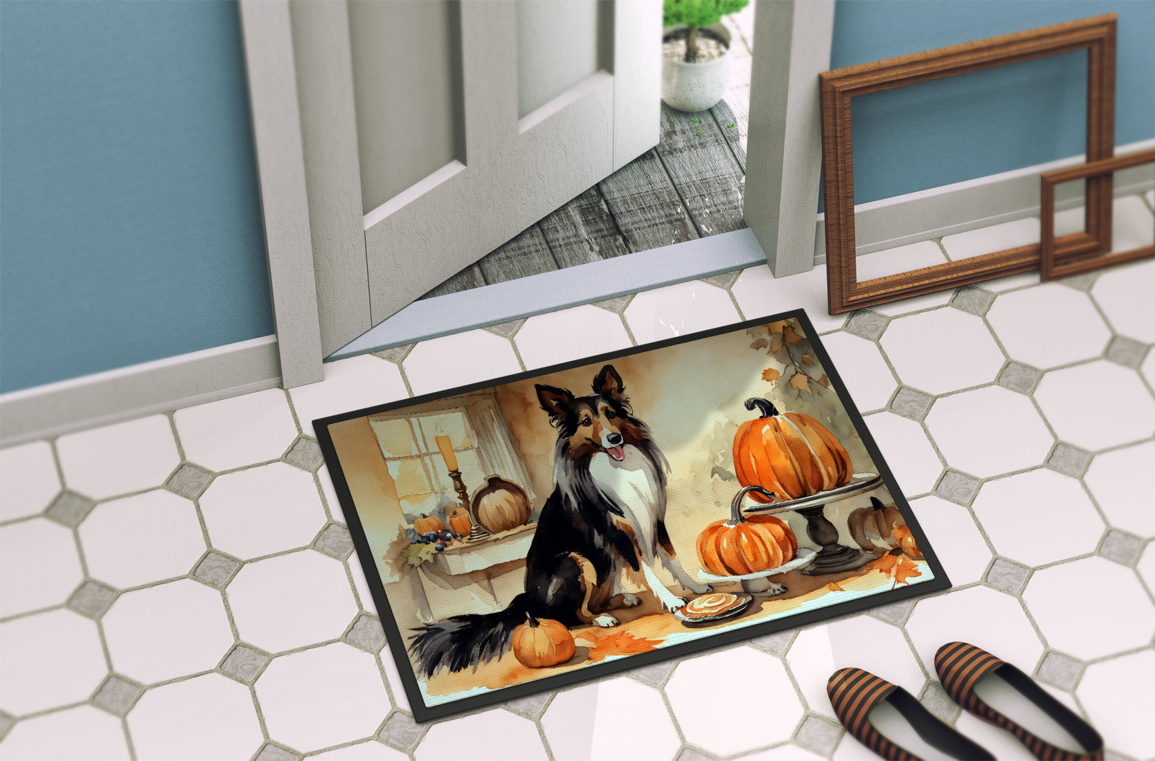 Collie Fall Kitchen Pumpkins Doormat - One Color / One Size - Home & Garden - Home Textile - Carpets & Rugs