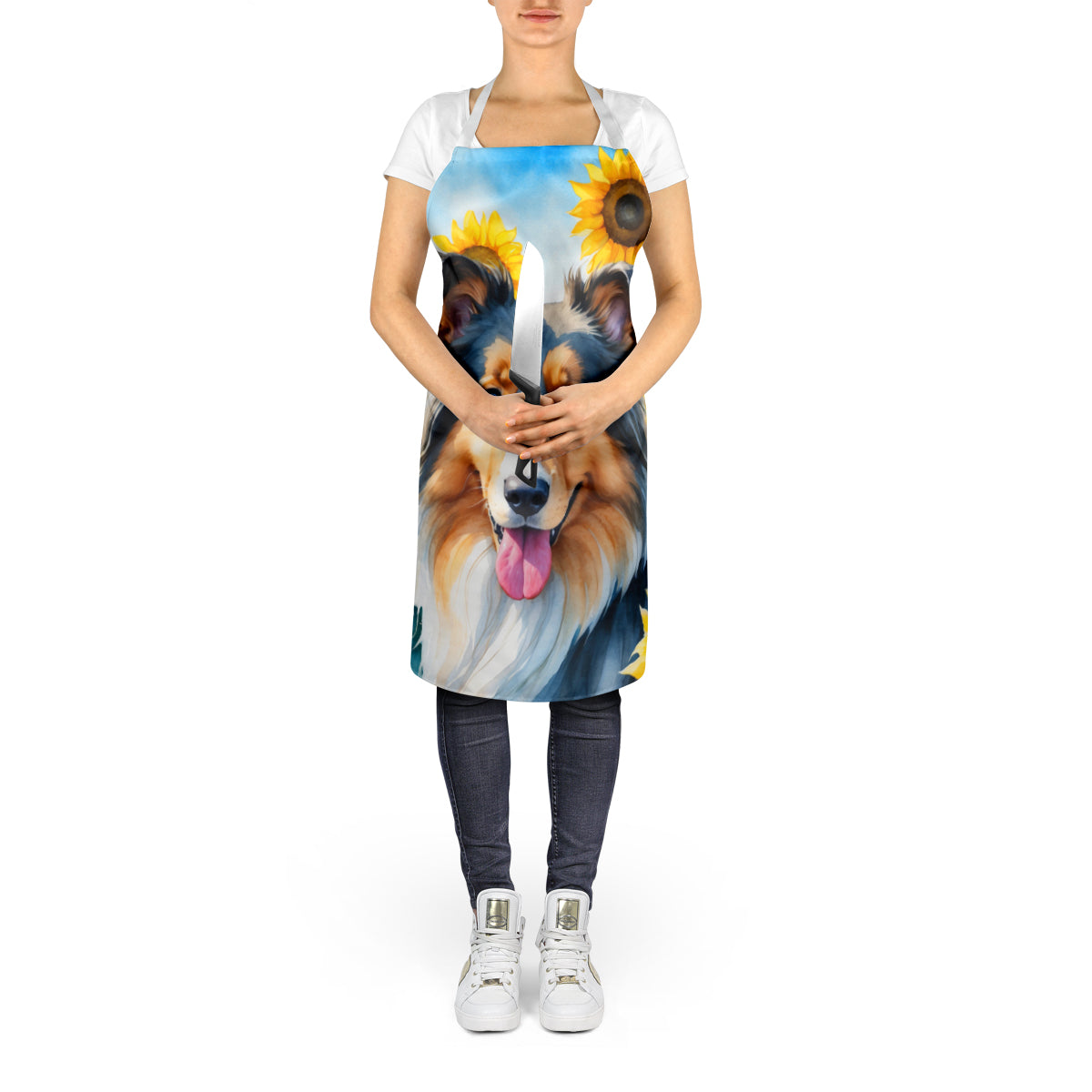 Collie in Sunflowers Apron - One Color / One Size - Home & Garden - Kitchen Dining & Bar - Table Decoration &