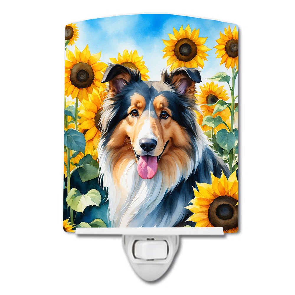 Collie in Sunflowers Ceramic Night Light - One Color / One Size - Home & Garden - Home Improvement - Lights & Lighting