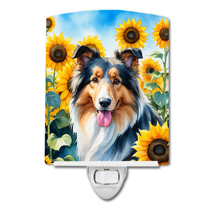 Collie in Sunflowers Ceramic Night Light - One Color / One Size - Home & Garden - Home Improvement - Lights & Lighting