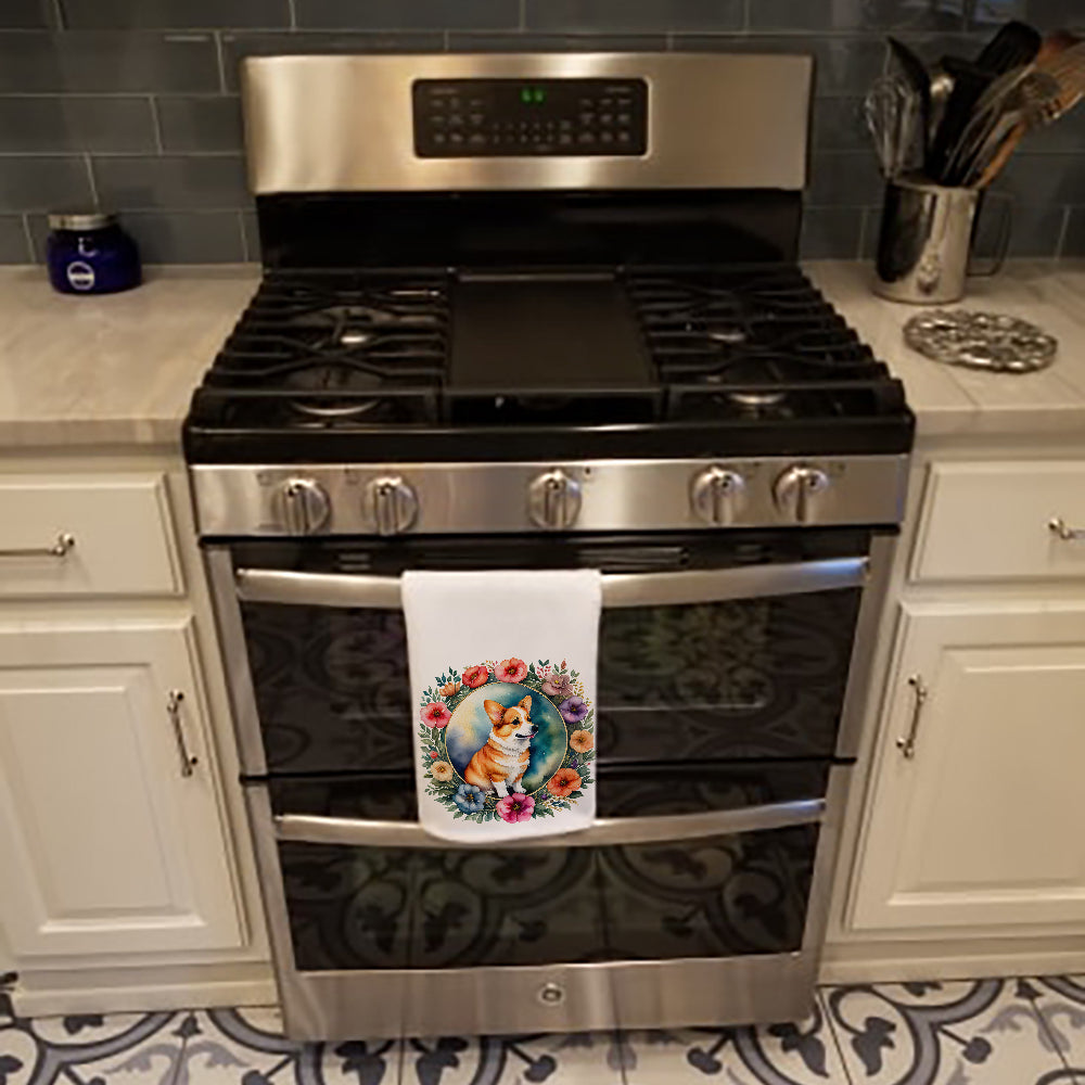 Corgi and Flowers Kitchen Towel Set of 2 - One Color / One Size - Home & Garden - Home Textile - Towels