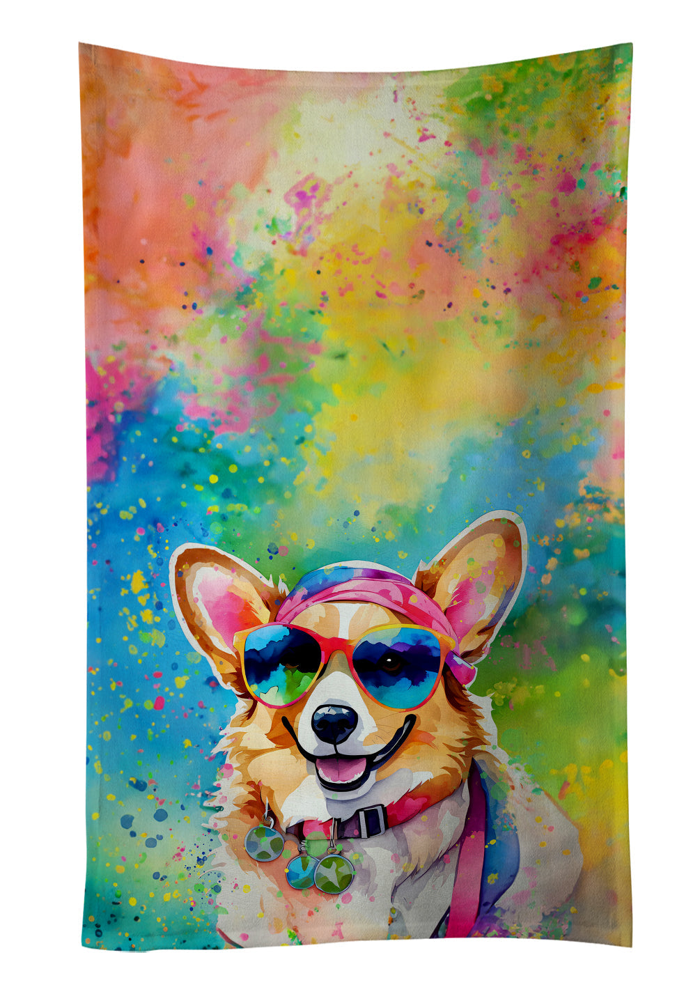 Corgi Hippie Dawg Kitchen Towel - One Color / One Size - Home & Garden - Home Textile - Towels