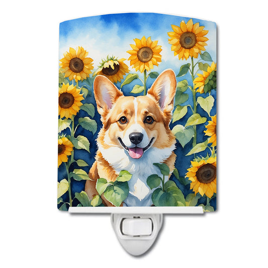 Corgi in Sunflowers Ceramic Night Light - One Color / One Size - Home & Garden - Home Improvement - Lights & Lighting